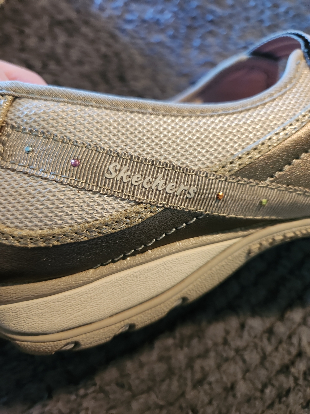 Skechers Mary Jane Sport Shoes in Metallic Silver & Light Beige - Picture 8 of 15